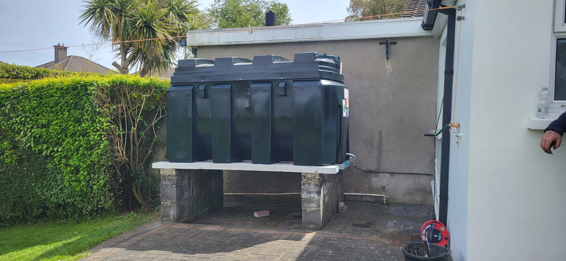 Bunded home heating oil tank installed beside an Irish house